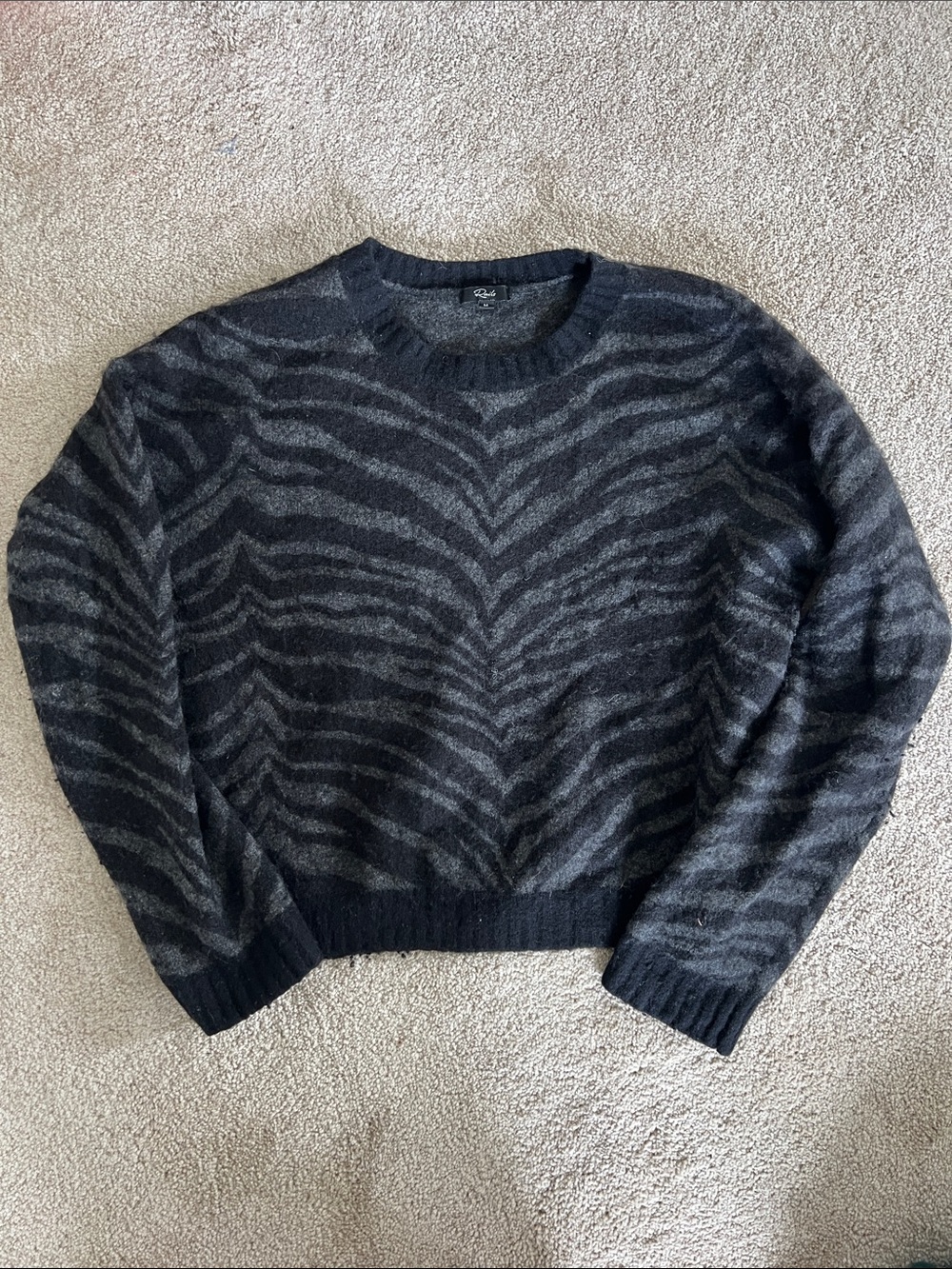 Rails Charcoal Black Tiger stripe Knit Sweater cashmere size medium